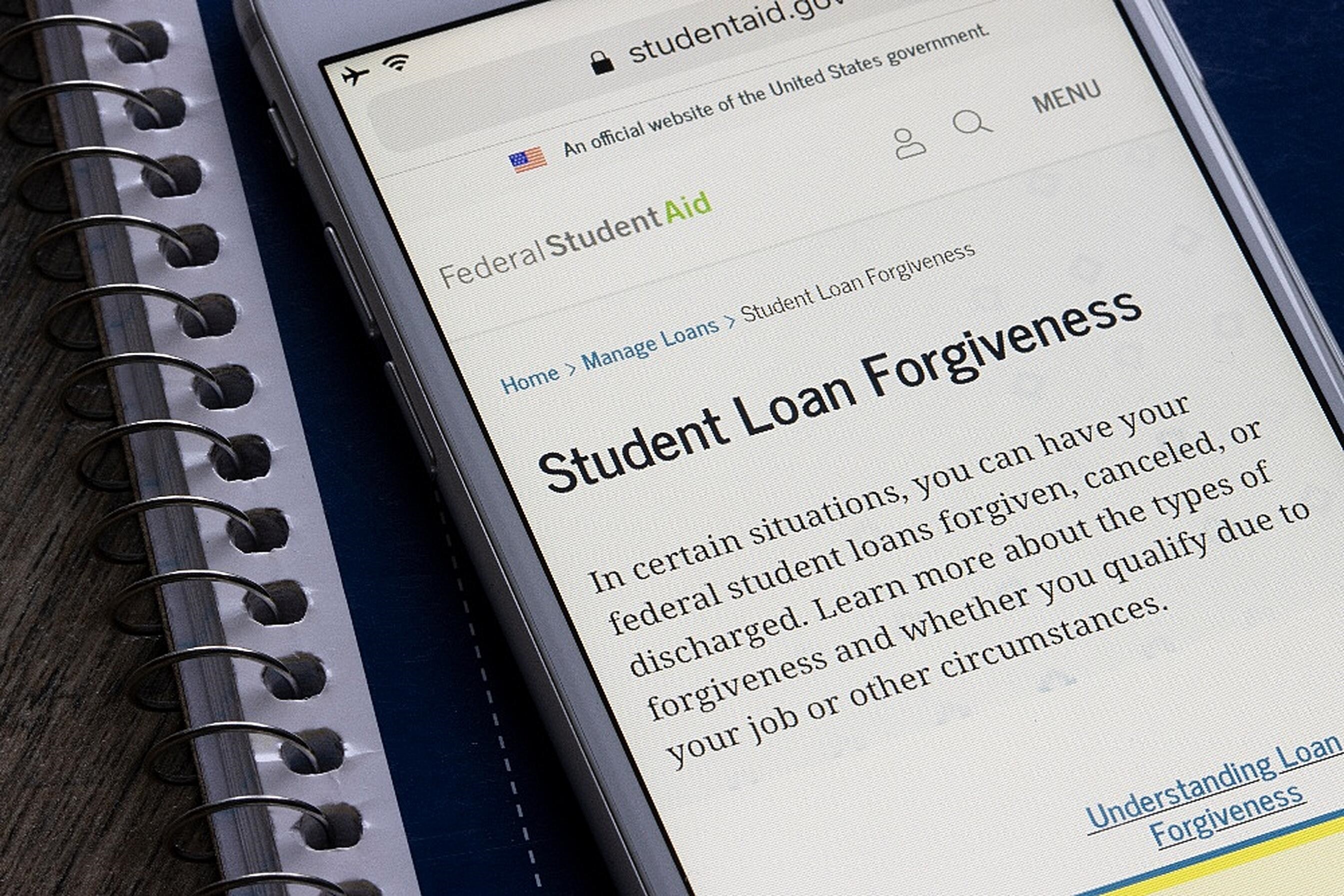 Student Loan Forgiveness portal via studentaid.gov